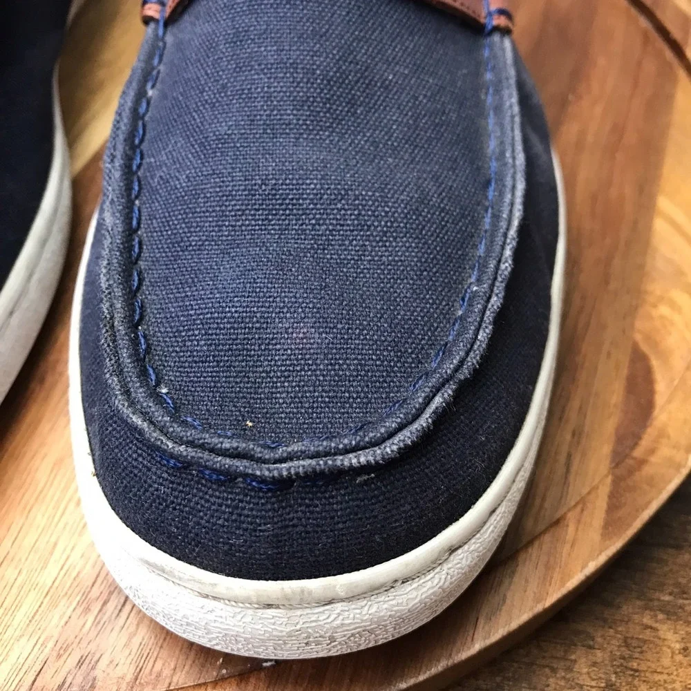 Cole Haan Nantucket Loafer II Mens 11M Navy Canvas Slip On Driving Moc Boat Shoe